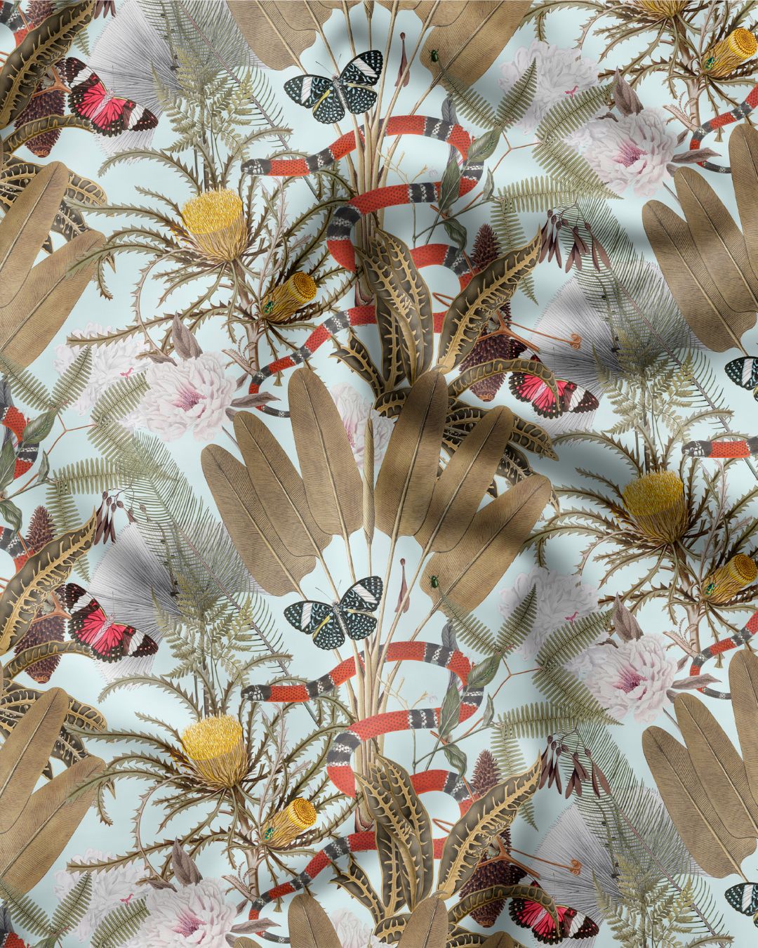 Tissu d'ameublement Jardin des Serpents Rouges